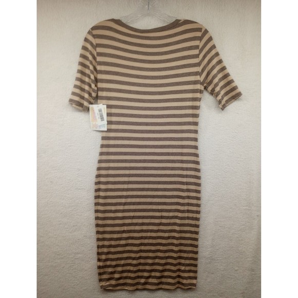 LuLaRoe NWT Julia Dress Size XS Taupe/Beige Stripes Casual Stretch Bodycon Fit - Picture 16 of 16